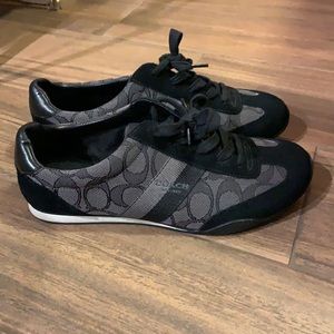 Black and grey Coach tennis shoes